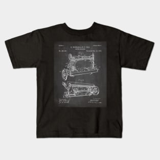 Sewing Machine Patent - Seamstress Craft Sewing Room Art - Black Chalkboard Kids T-Shirt